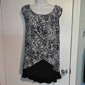 Cato Black and Blue Geometric Tunic